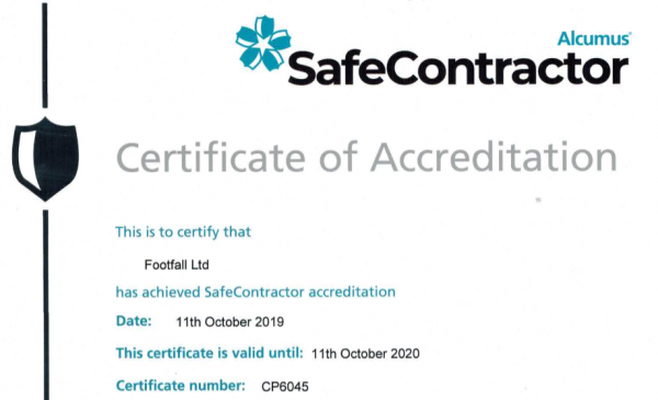Footfall are delighted to successfully renew their SafeContractor accreditation
